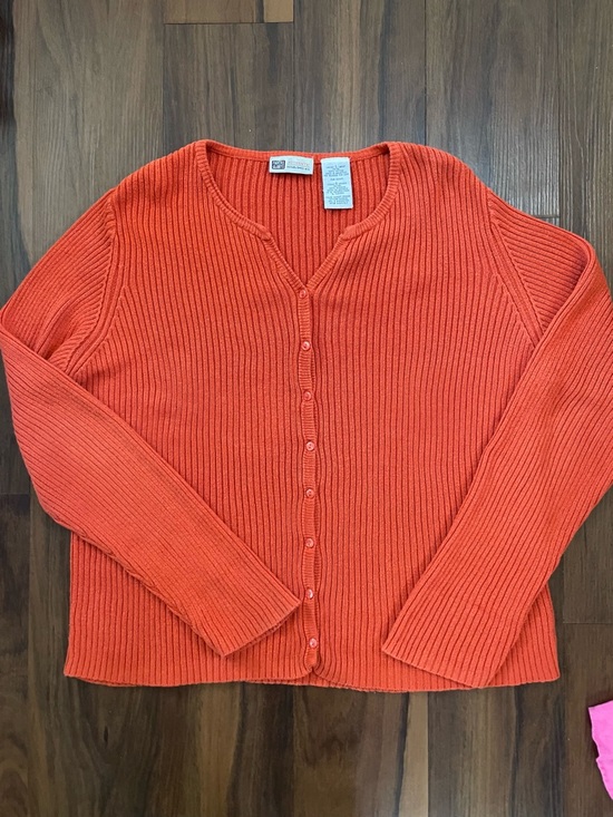 Faded Glory Sweaters - Vintage Faded Glory bright orange cardigan L cotton 90s vibrant Y2K